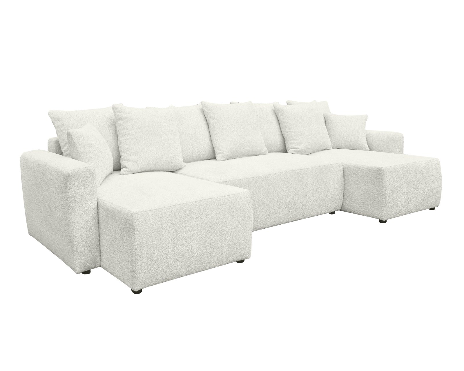 canape tissu boucle doux convertible blanc en u pas cher